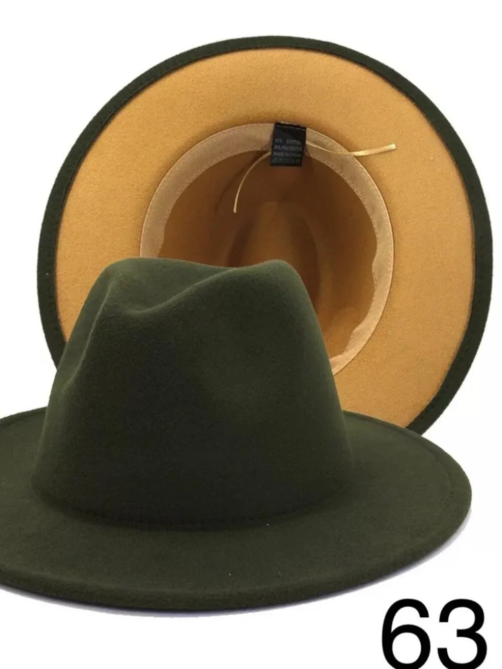 Vegan Fedora Vegan Firm Wide Brim Bicolor Tan Cream Red Vegan Wool Hat